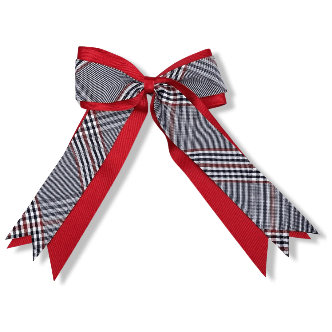 2 Layer Cheer Bow  - Plaid 08G - Image 2