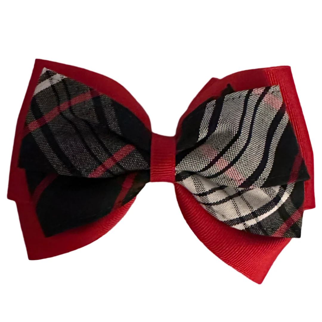 2 Layer Ribbon & Plaid Bow - P49 - Image 2