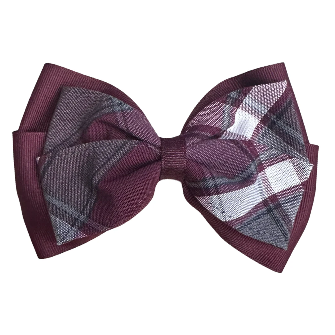 2 Layer Ribbon & Plaid Bow - P54