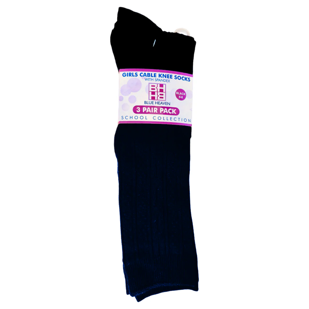 Blue Heaven - Girls 3-Pack -Cable Knee Socks - Image 3