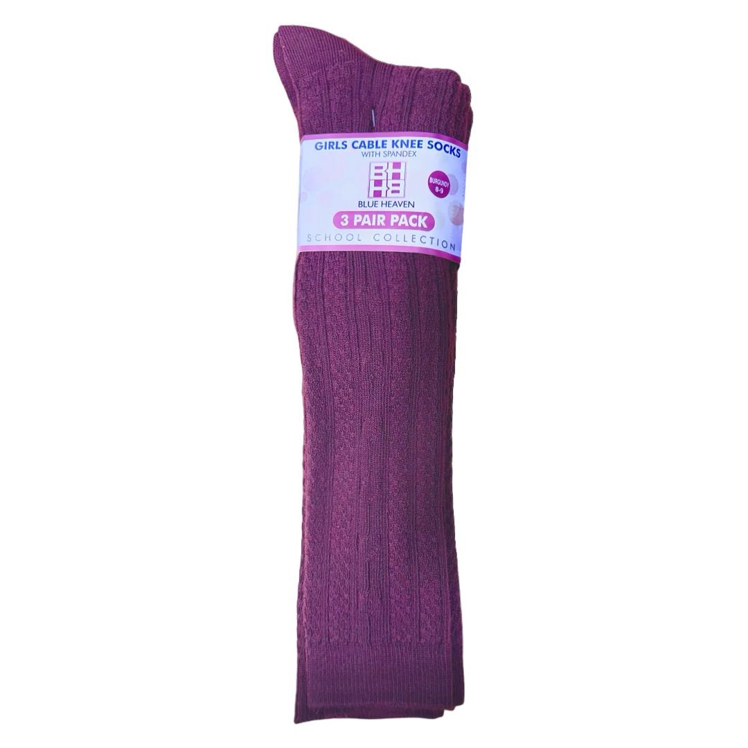 Blue Heaven - Girls 3-Pack -Cable Knee Socks - Image 4