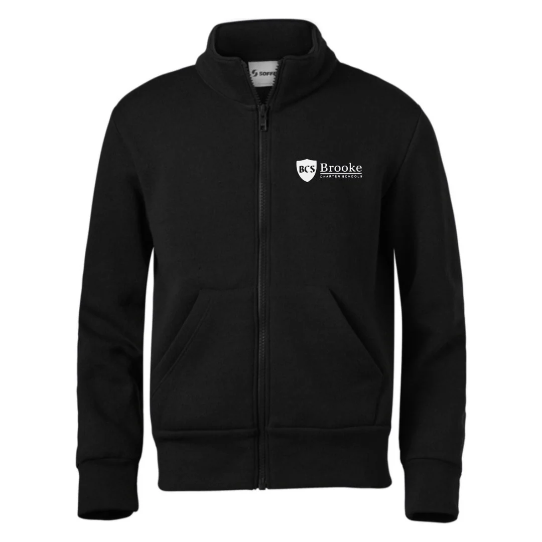 Brooke Charter Black Full Zip Mock Neck Fleece Sweatshirt - Kids