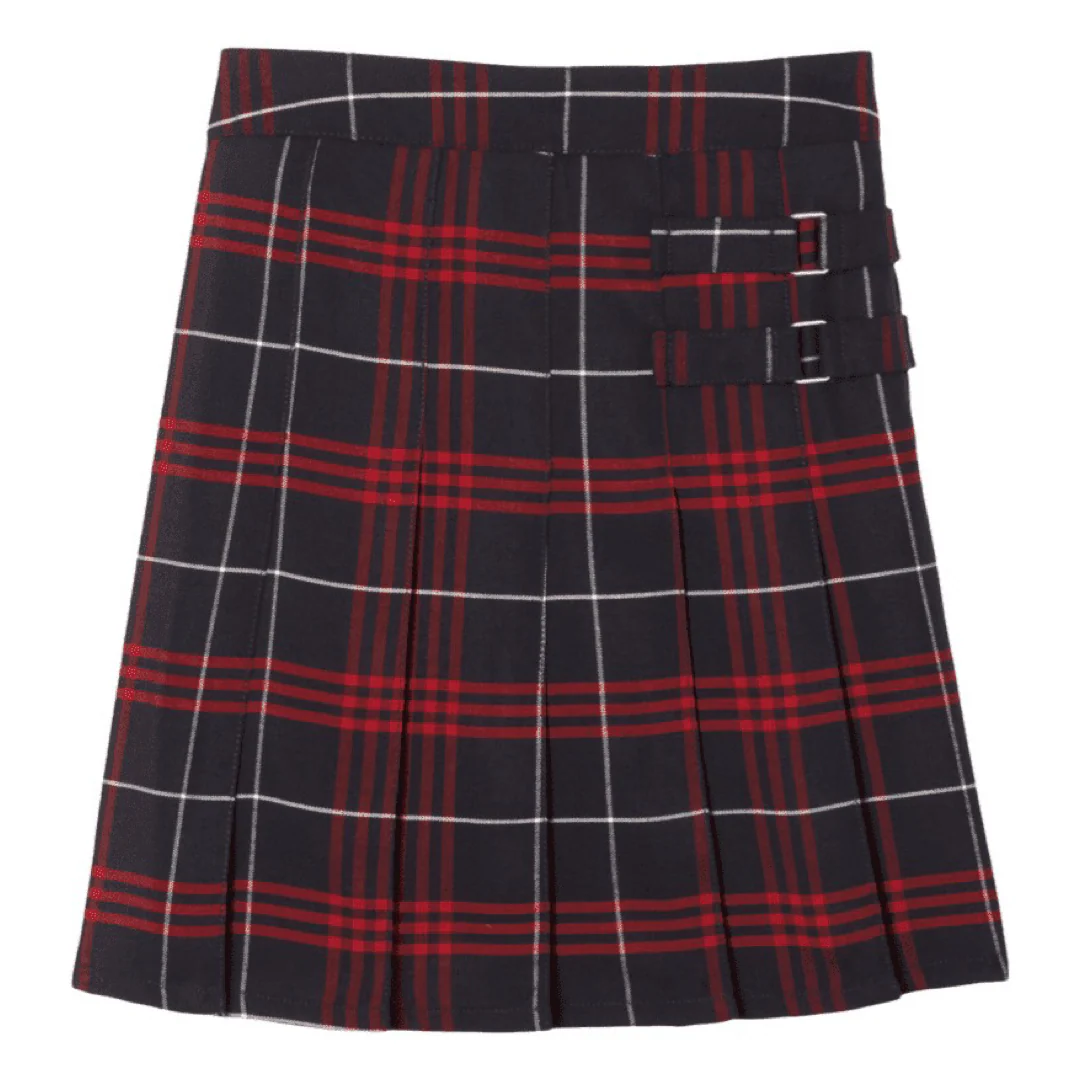 Carlsbad Prep Academy - Girl's Plaid Pleated 2-Tab Scooter - Navy / Red