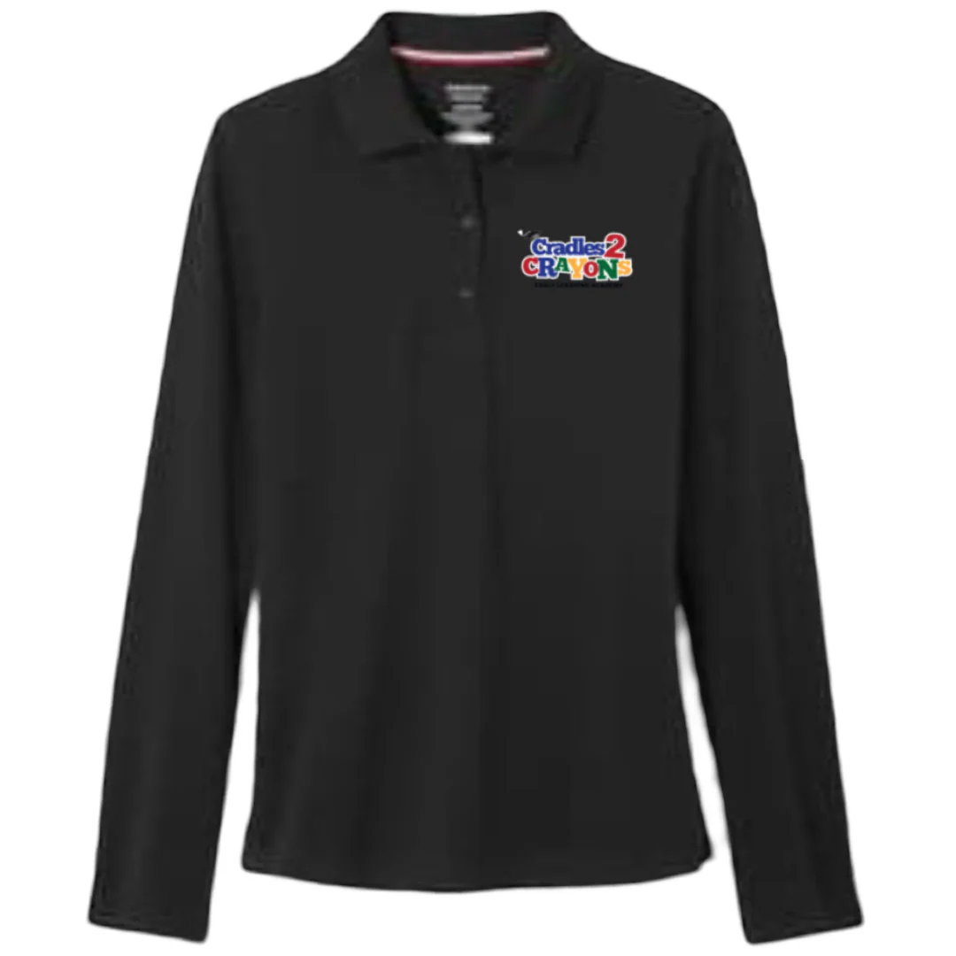Cradles 2 Crayons -Women's Long Sleeve Stretch Piqué Polo