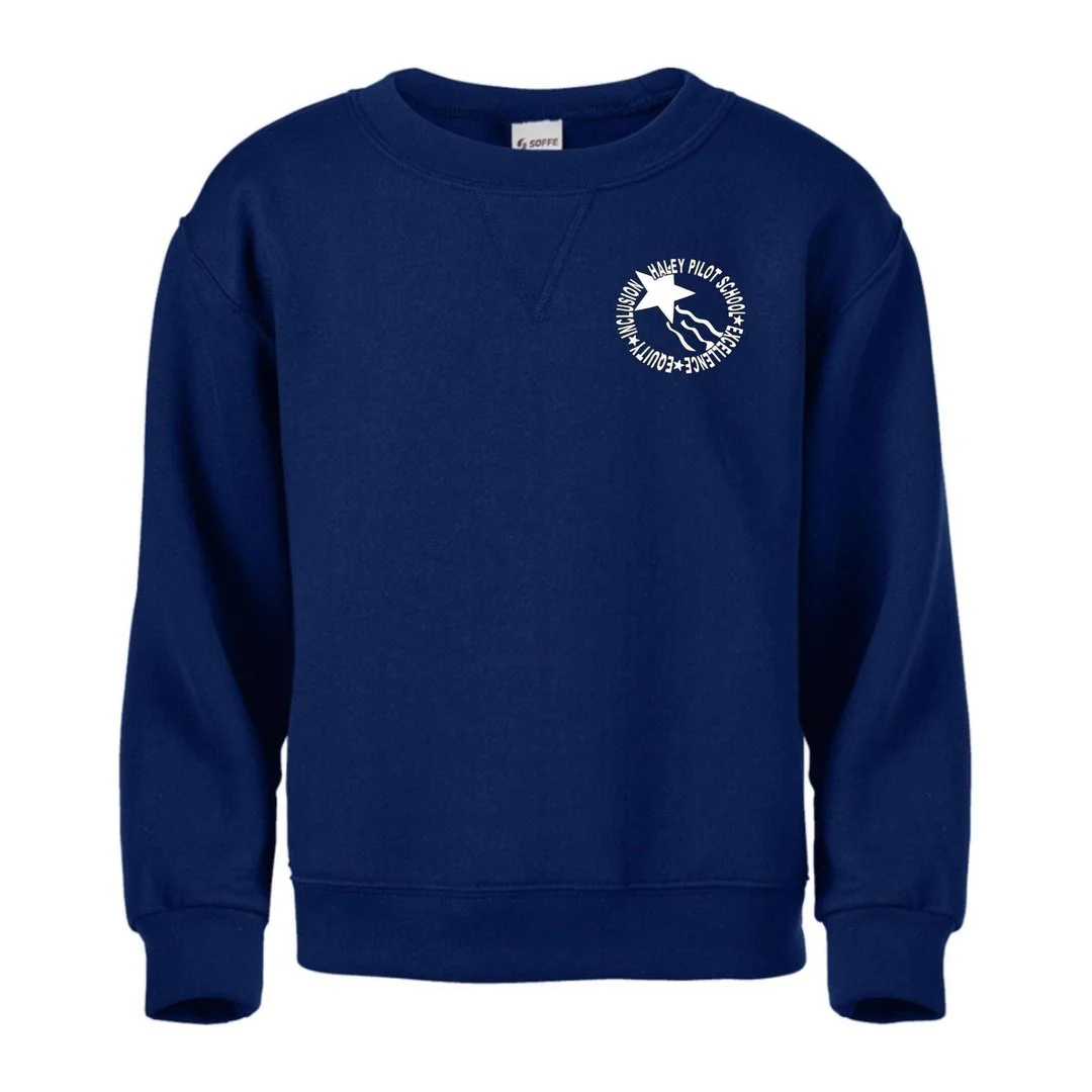 Haley Pilot Grades K-8 Navy Fleece Crew Neck Sweater - Adult