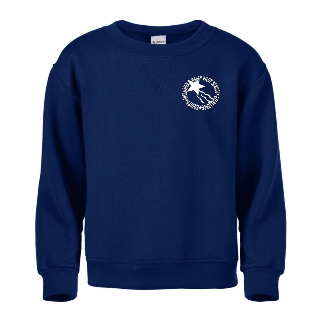 Haley Pilot Grades K-8 Navy Fleece Crew Neck Sweater - Adult - Image 2