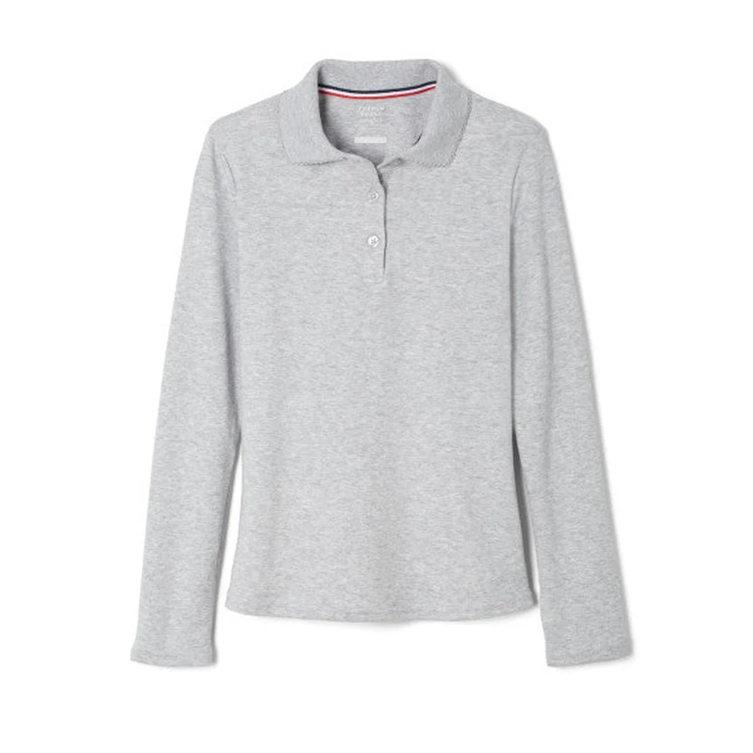French Toast Girl's Long Sleeve Interlock Polo with Picot Collar - Image 11