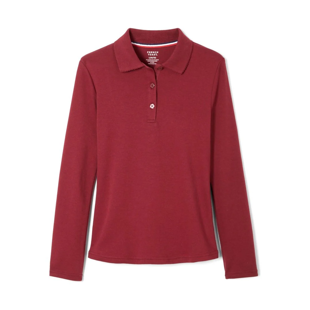 French Toast Girl's Long Sleeve Interlock Polo with Picot Collar - Image 4