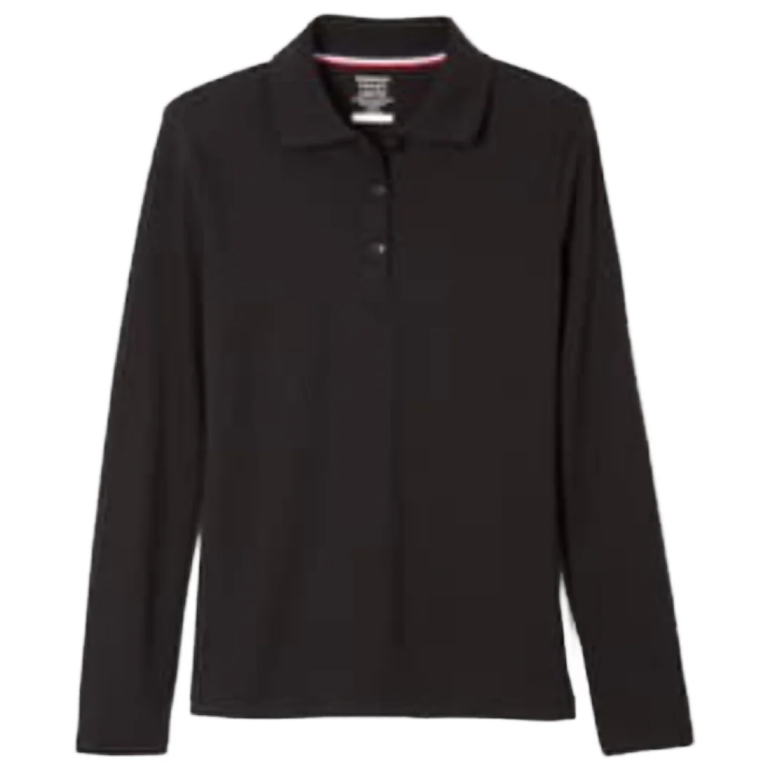 French Toast Girl's Long Sleeve Interlock Polo with Picot Collar - Image 9