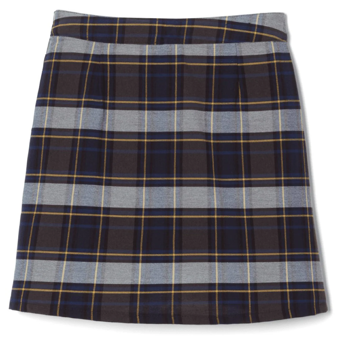 Girl's Plaid Pleated 2-Tab Scooter  - Blue / Gold - Image 3