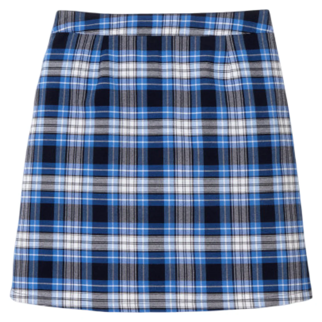 Girl's Plaid Pleated 2-Tab Scooter - Clear Blue Plaid - Image 4