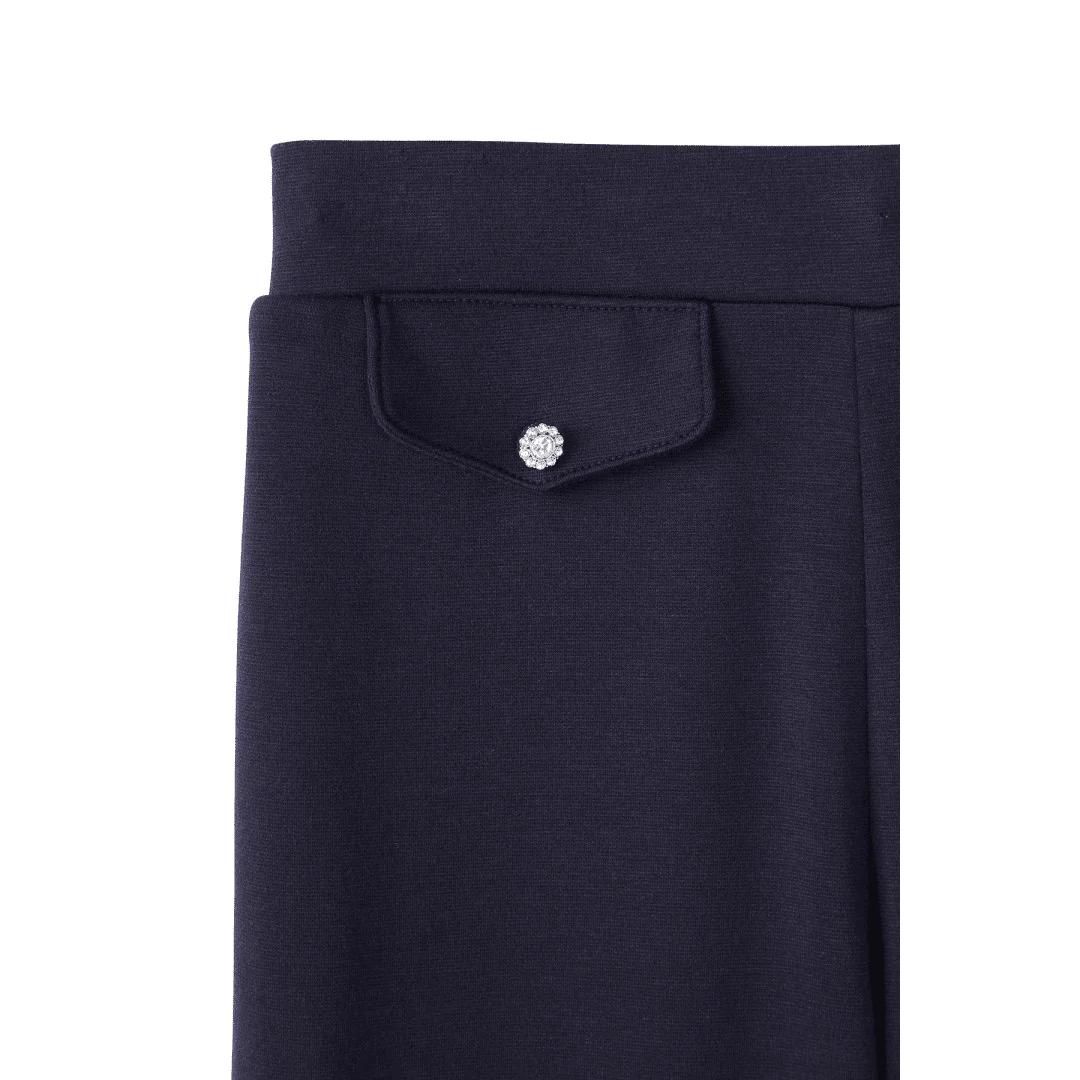 Girls' Pull-On Straight Fit Stretch Ponte Pant with Rhinestones - Image 2