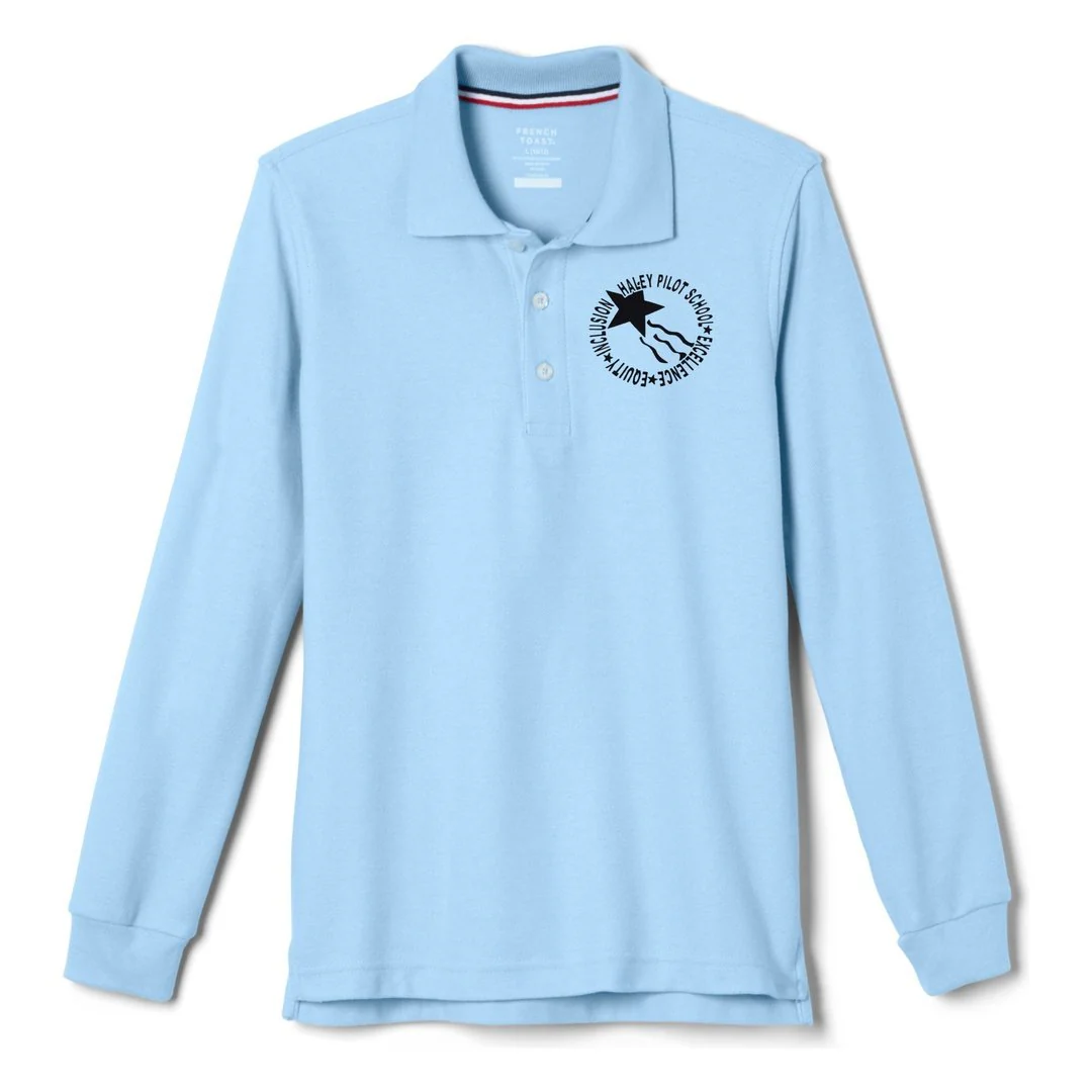 Haley Pilot Grades 6-8 Light Blue Long Sleeve Polo - Adult - Image 2