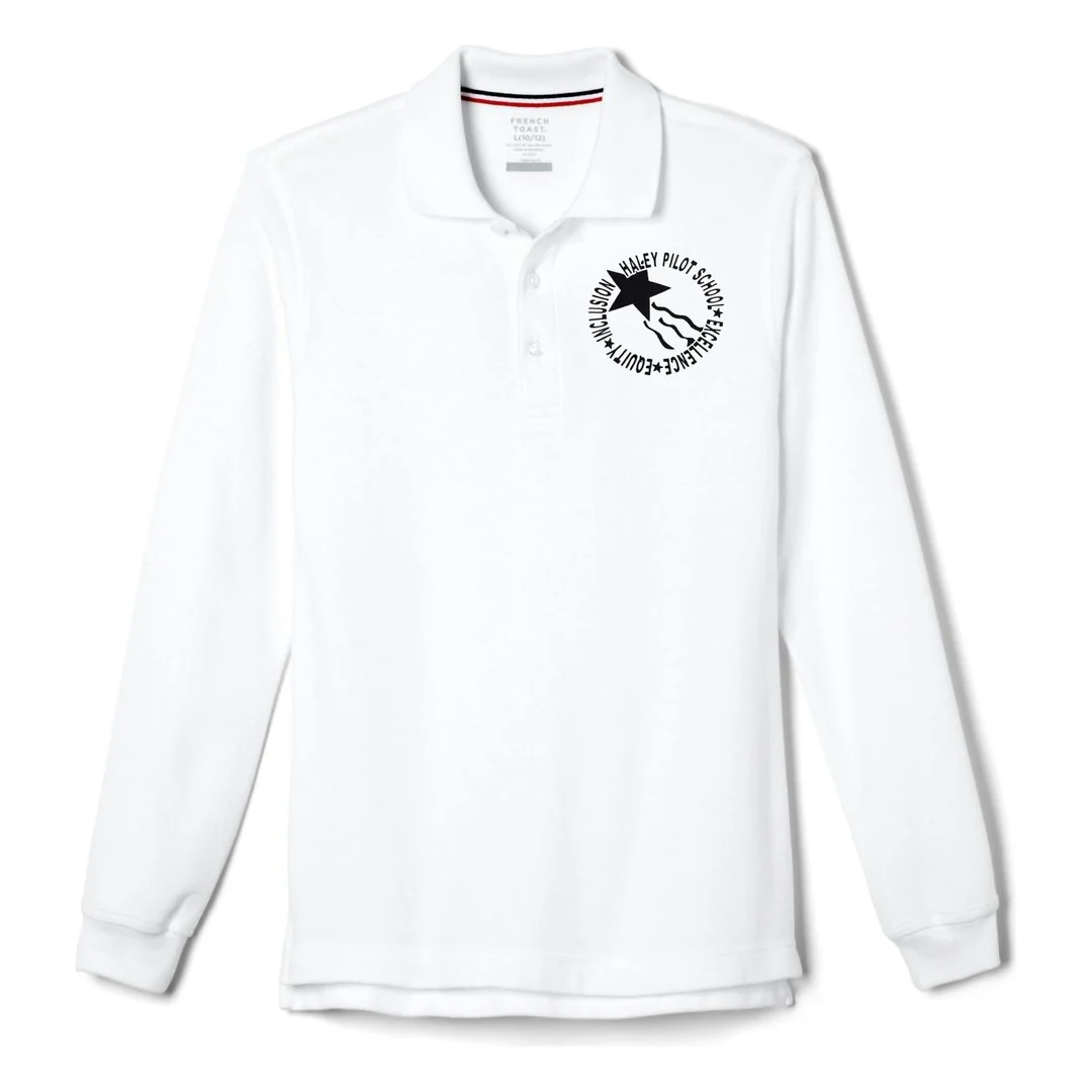 Haley Pilot Grades 6-8 White Long Sleeve Polo - Adult - Image 2