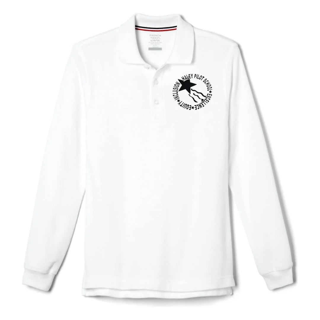 Haley Pilot Grades 6-8 White Long Sleeve Polo - Kids