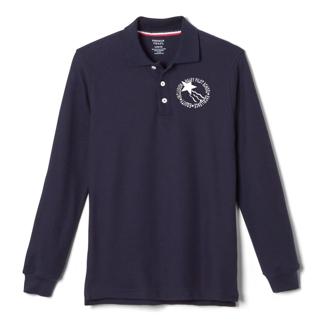 Haley Pilot Grades K-8 Navy Long Sleeve Polo - Kids - Image 2