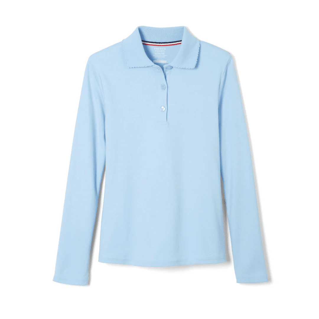 Harbor Christian Academy - Girl's Long Sleeve Picot Collar Polo - No Logo - Image 4
