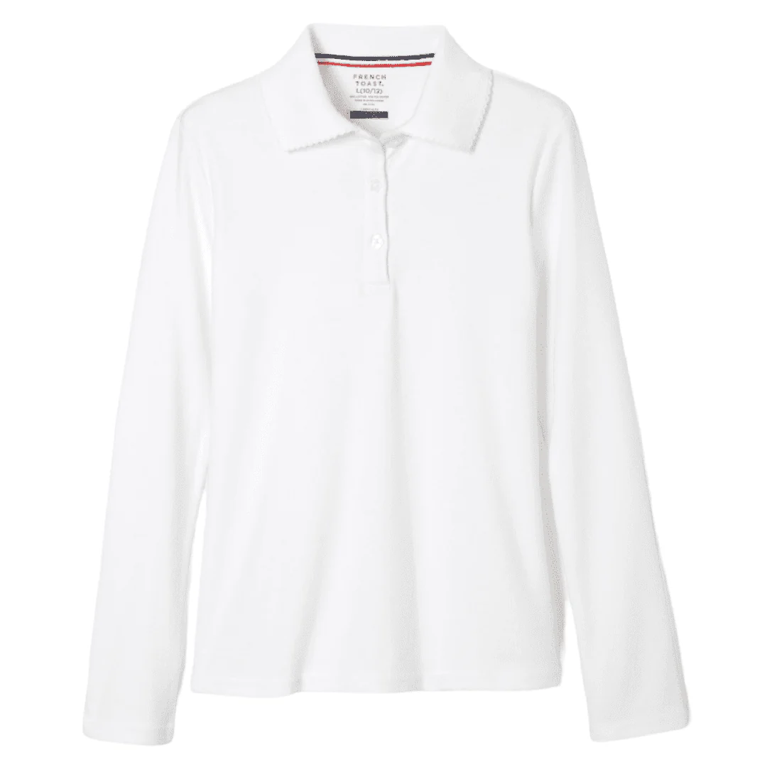 Harbor Christian Academy - Girl's Long Sleeve Picot Collar Polo - No Logo - Image 6