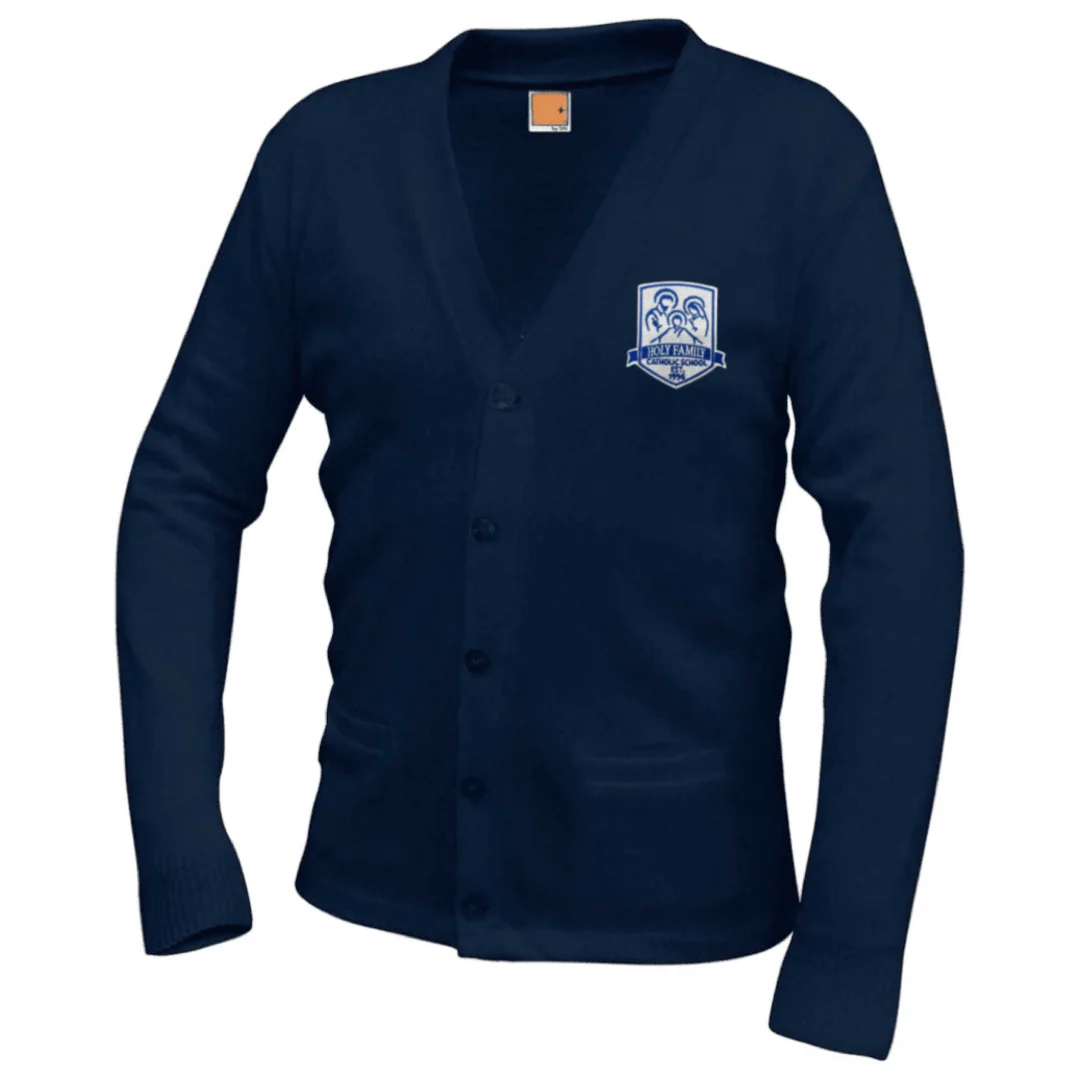 Holy Family Catholic School - A+ Navy V-Neck Cardigan- Kids / Adults