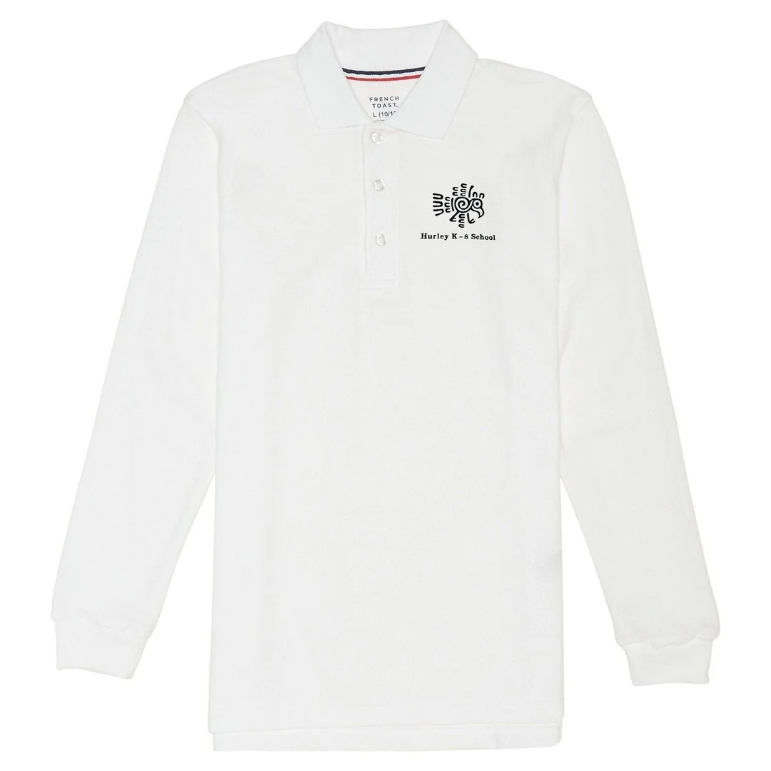 Hurley K-8 School - White Long Sleeve Polo - Kids