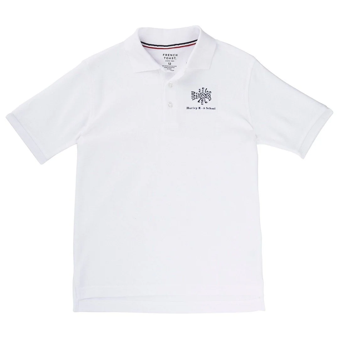 Hurley K-8 School - White Short Sleeve Polo - Kids