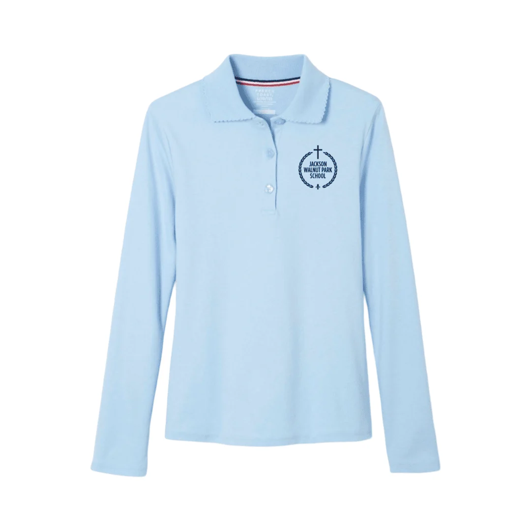 Jackson Walnut - Long Sleeve Picot Collar Polo - Girls Plus Size