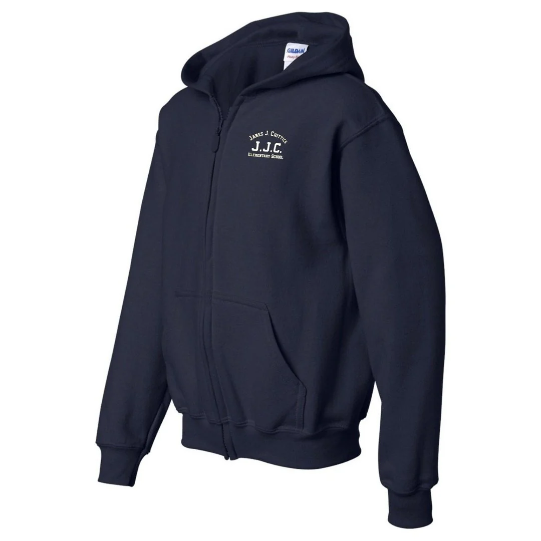 James J. Chittick Elementary Navy Full Zip Hooded Sweatshirt - Adult