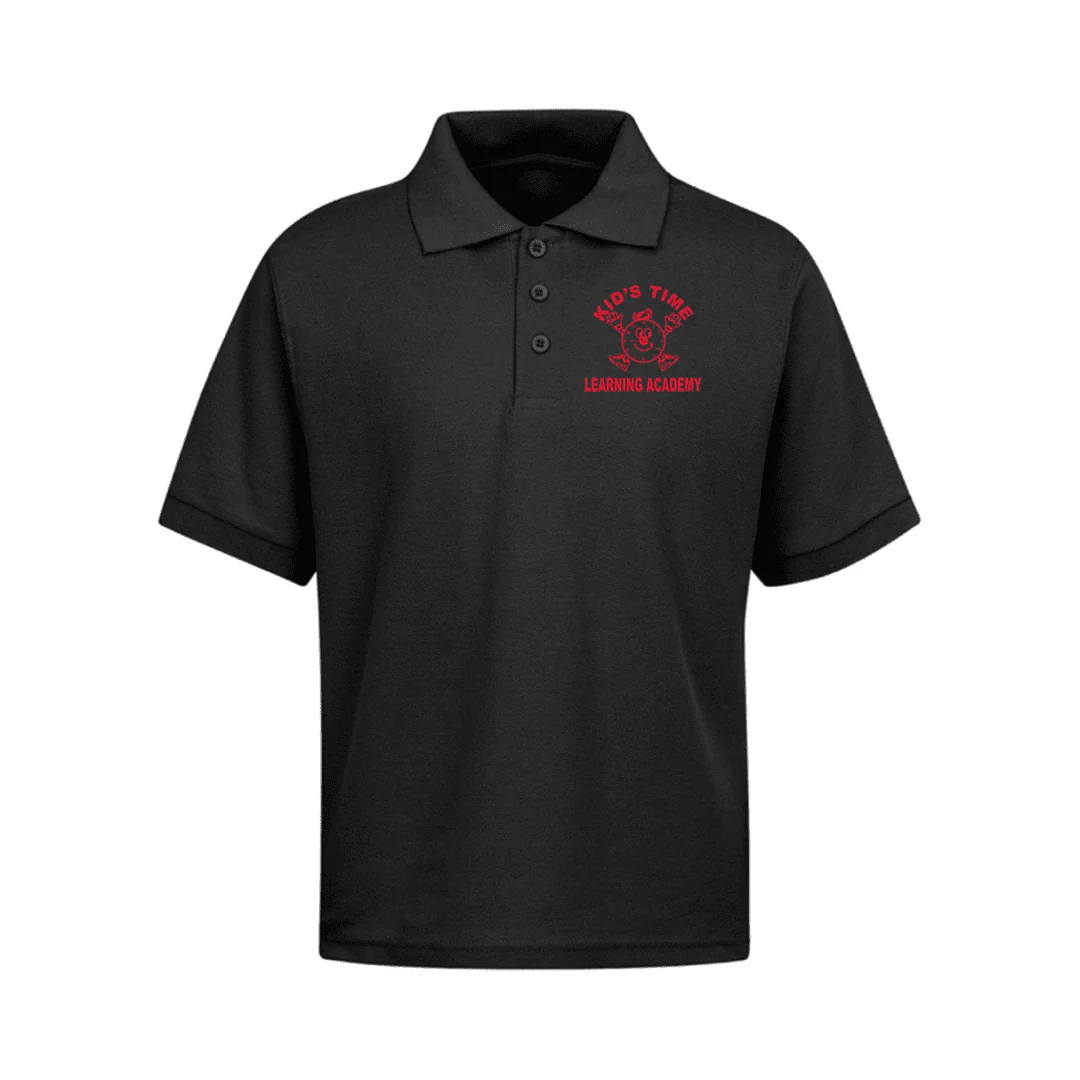 Kids Time Learning Academy - Black Short Sleeve Polo - Adult