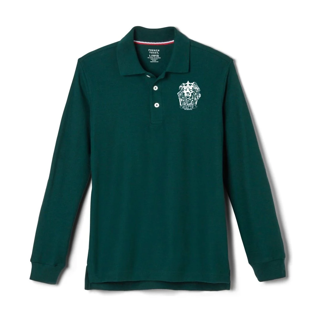 Martin Luther King Jr. 4-6th Hunter Green Long Sleeve Polo - Kids
