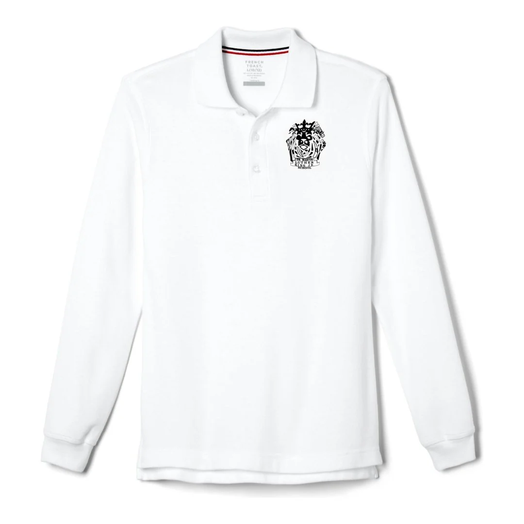Martin Luther King Jr. K-3 White Long Sleeve Polo - Kids