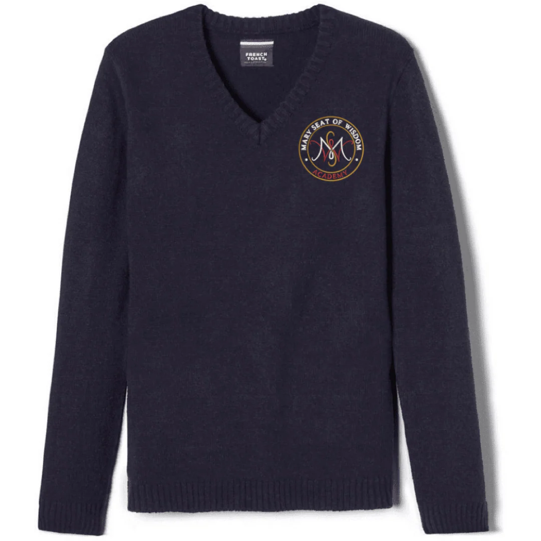 Mary Seat of Wisdom - Co-Ed Youth / Adult  V-Neck Pullover Sweater