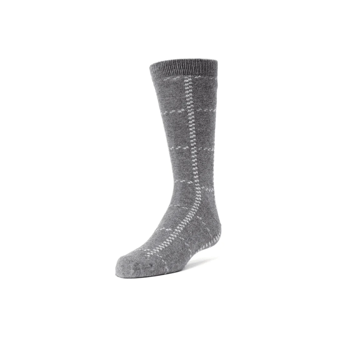 Memoi Windowpane Plaid Boys Cotton Blend Dress Socks - Image 3