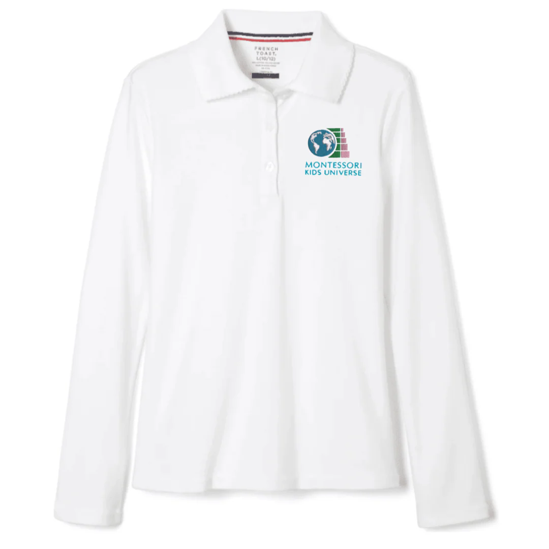 Montessori Kids  - Girl's Long Sleeve Picot Collar Polo - Image 2