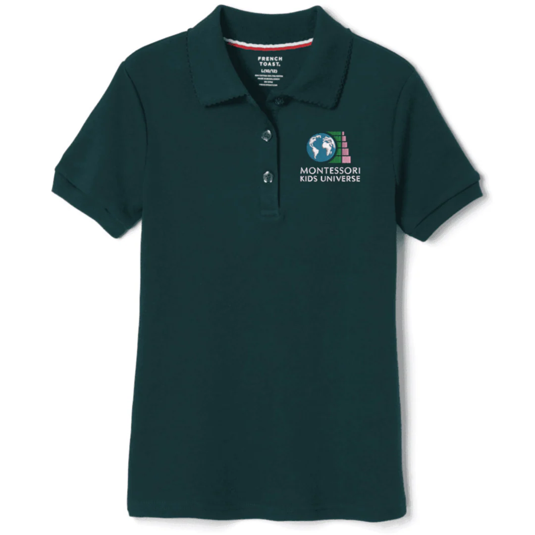 Montessori Kids  - Girl's Short Sleeve Picot Collar Polo - Image 2