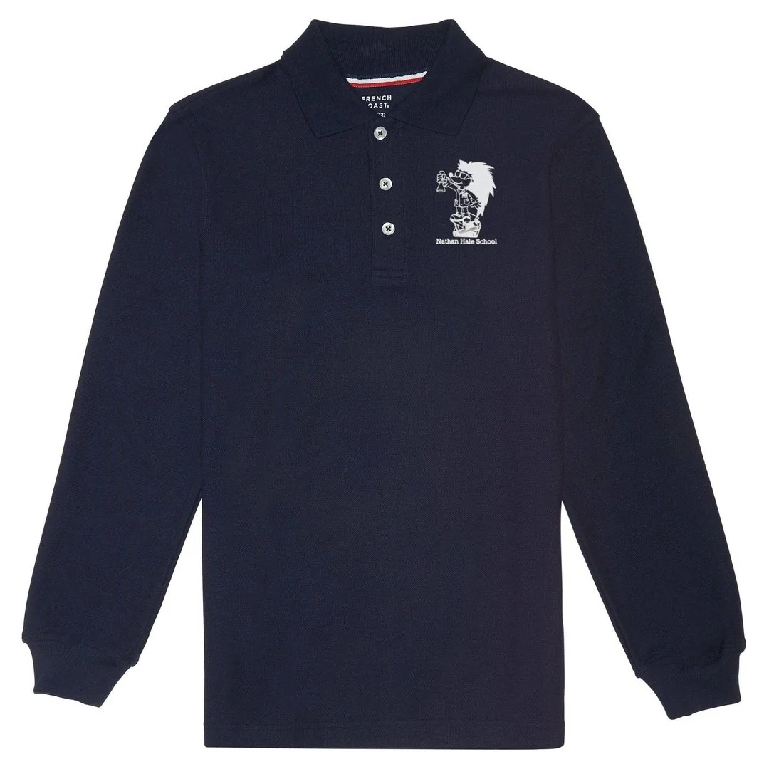 Nathan Hale Long Sleeve Navy Polo -Husky Kids