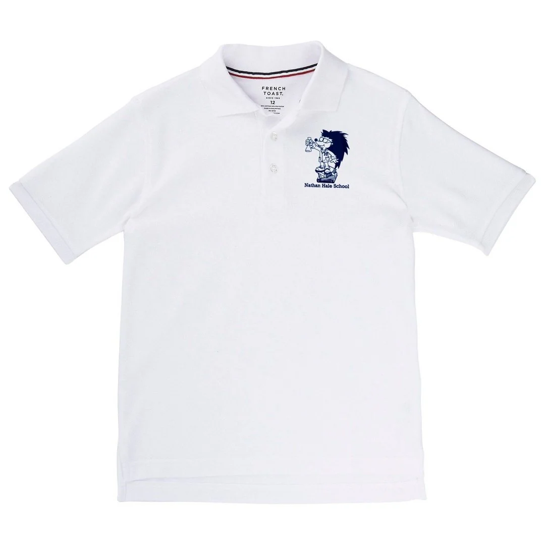 Nathan Hale Short Sleeve White Polo -Kids