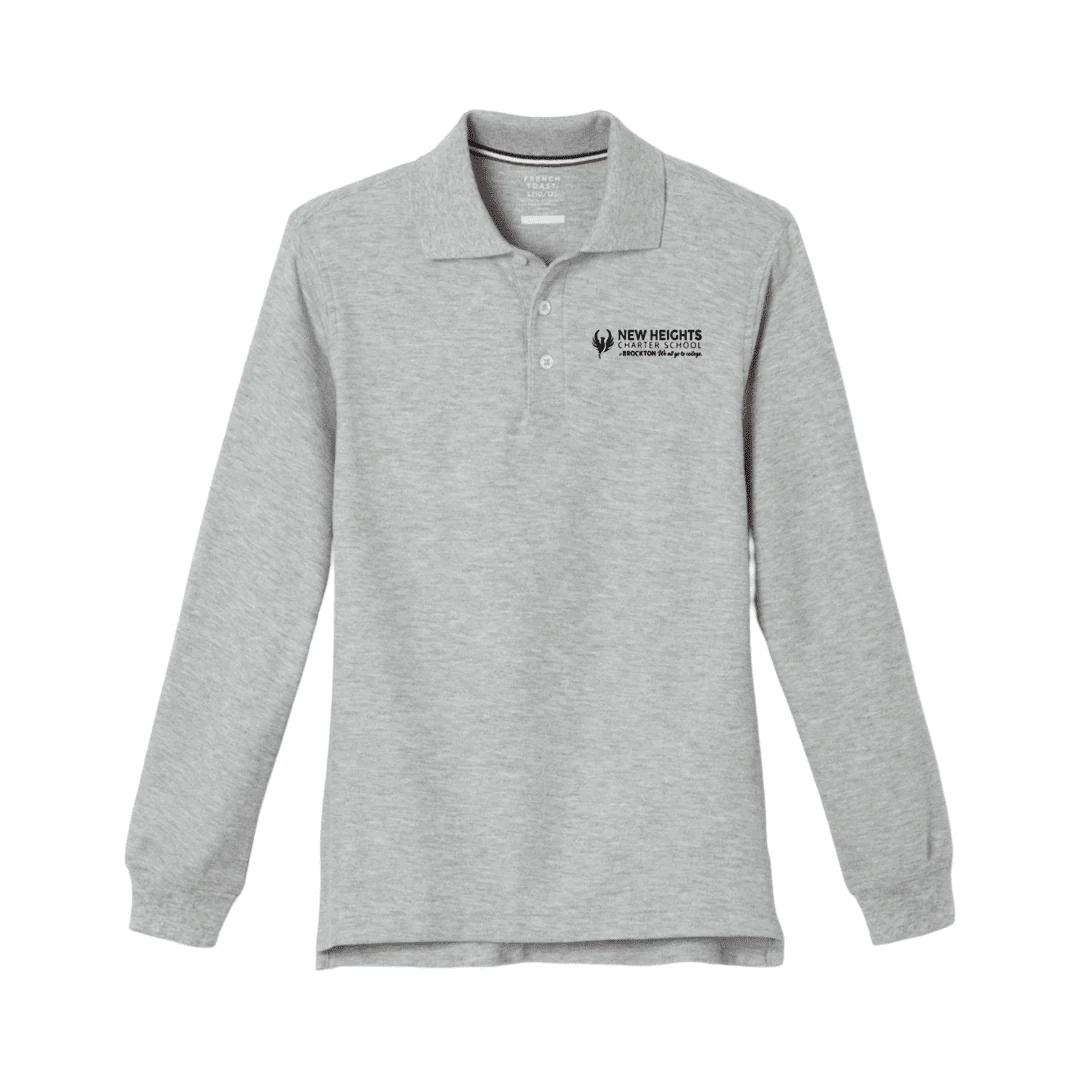 New Heights Charter Grey Long Sleeve Polo - Husky Kids - 7th Grade Only