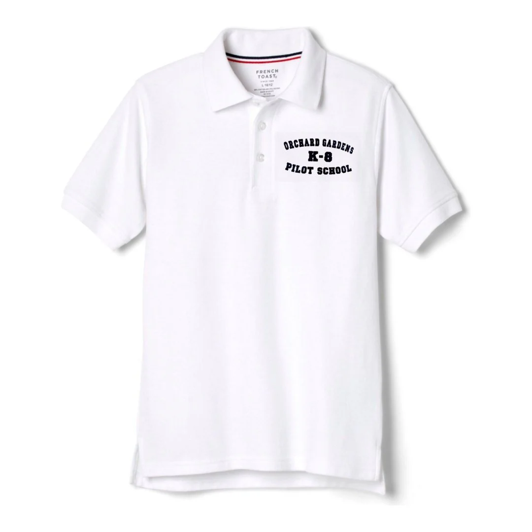 Orchard Gardens White Short Sleeve Polo -Gr. 6th - 8th- Husky Kids