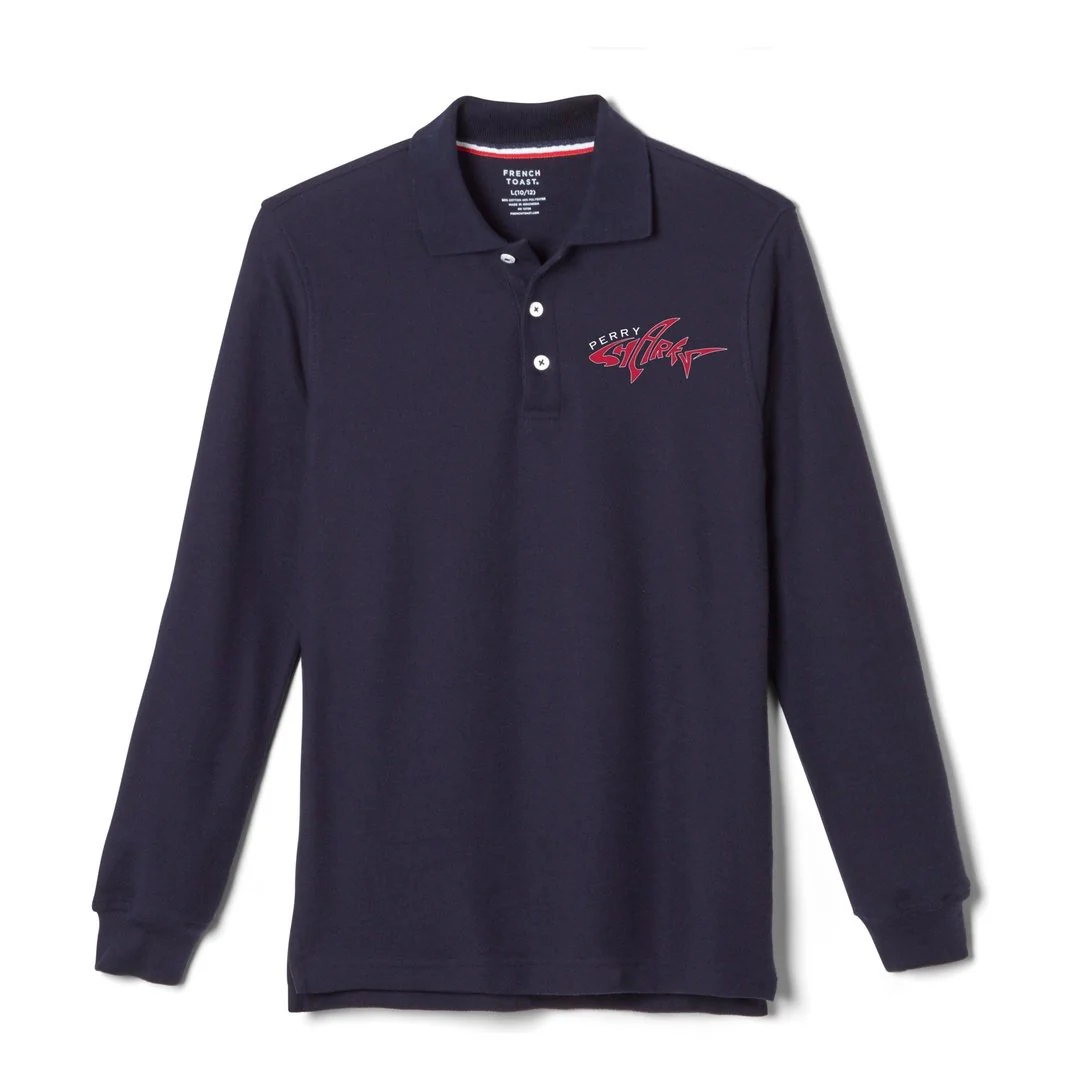 Perry School K-6th - Navy Long Sleeve Polo - Kids