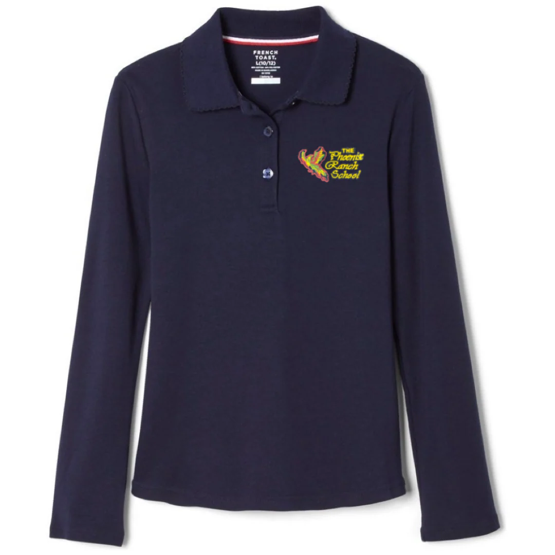 Phoenix Ranch School - Girl's Long Sleeve Picot Collar Polo - Image 3