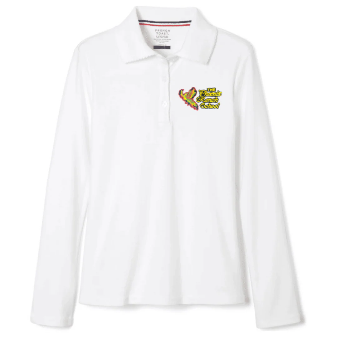 Phoenix Ranch School - Girl's Plus Size Long Sleeve Picot Collar Polo - Image 2
