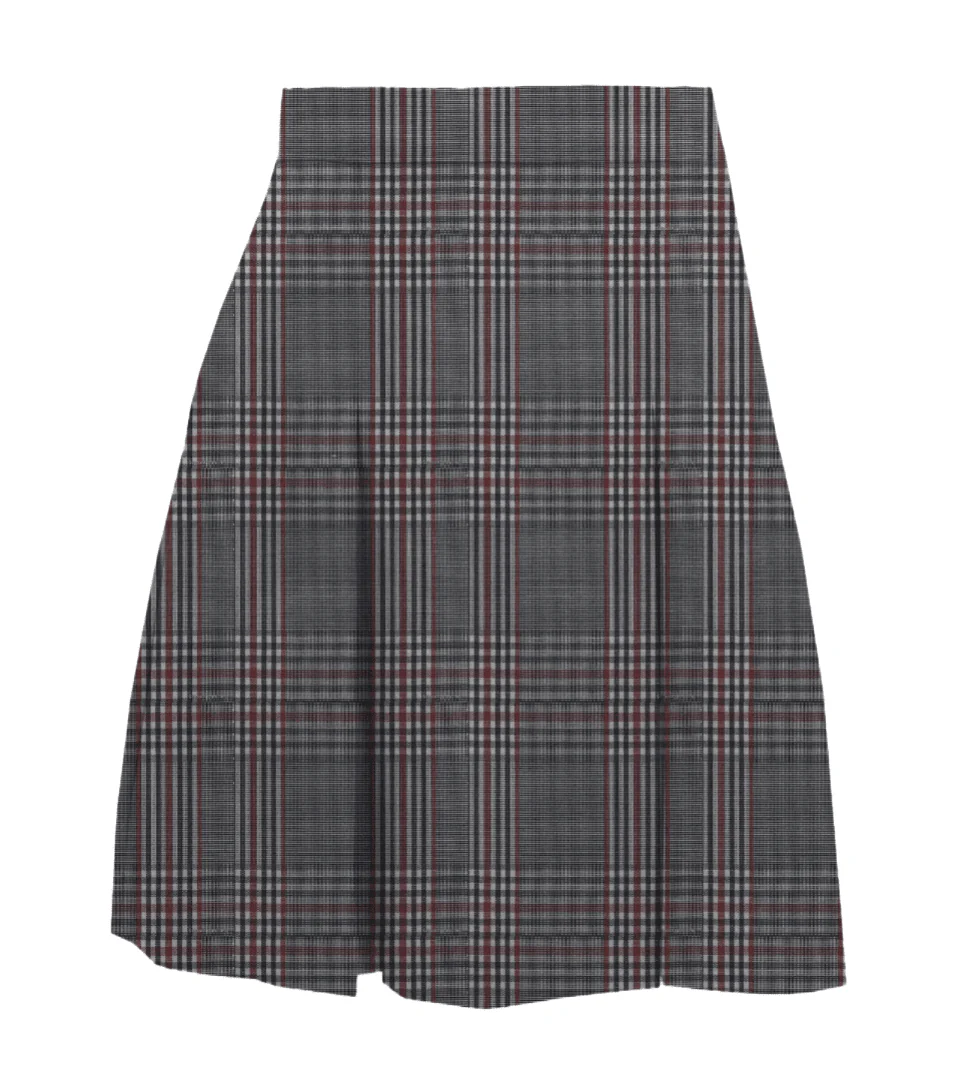 Plaid Poly-Cot Box Pleat Skirt  - Plaid 08G - Image 3