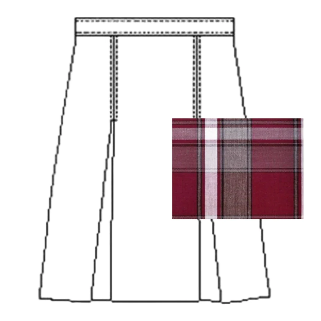 Plaid Polycot Box Pleat Skirt - Plus Size  - P54