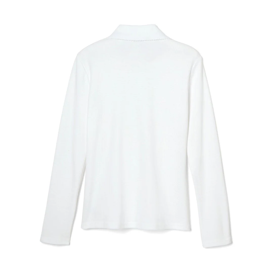 French Toast Plus Size Long Sleeve Interlock Polo with Picot Collar - Image 5