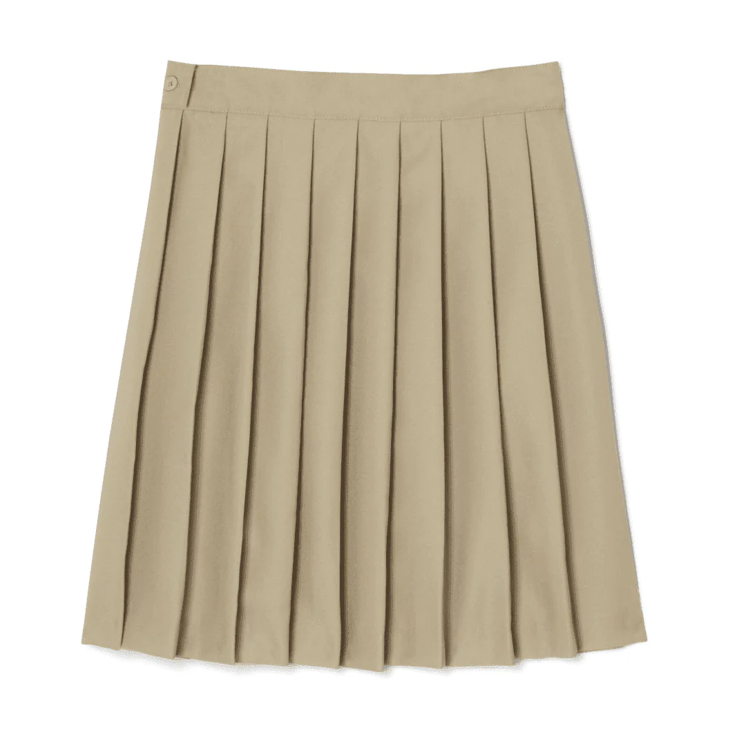 Pleated Skirt  At The Knee - Khaki - Image 5