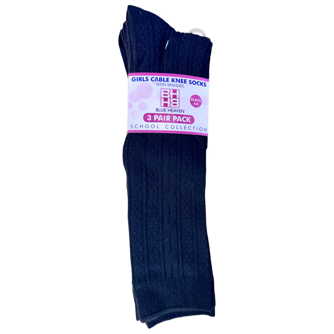 Radiant Christian School - Girls 3-Pack Cable Knee Socks - Image 2