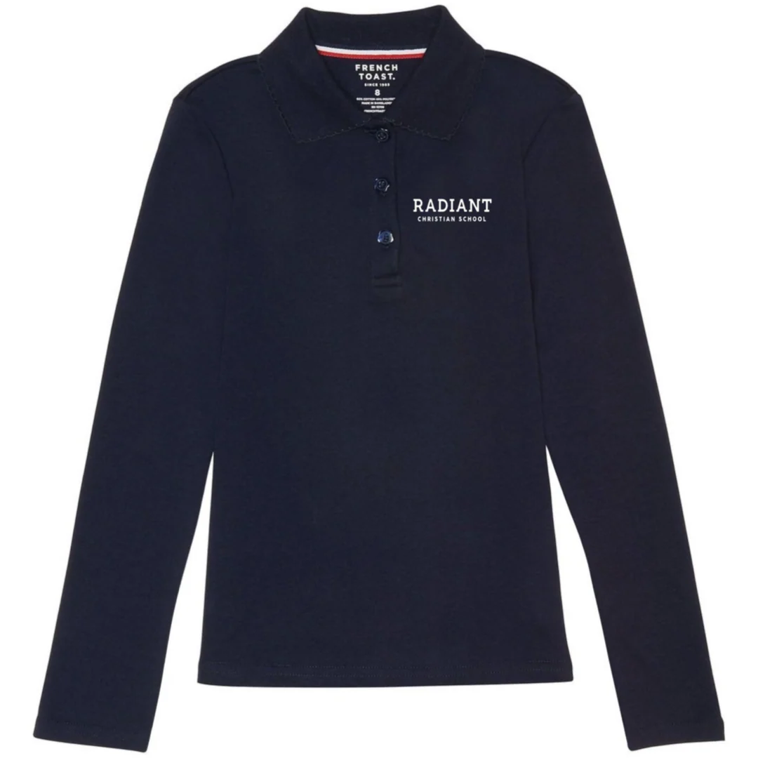 Radiant Christian School  - Girl's Plus Size Long Sleeve Picot Collar