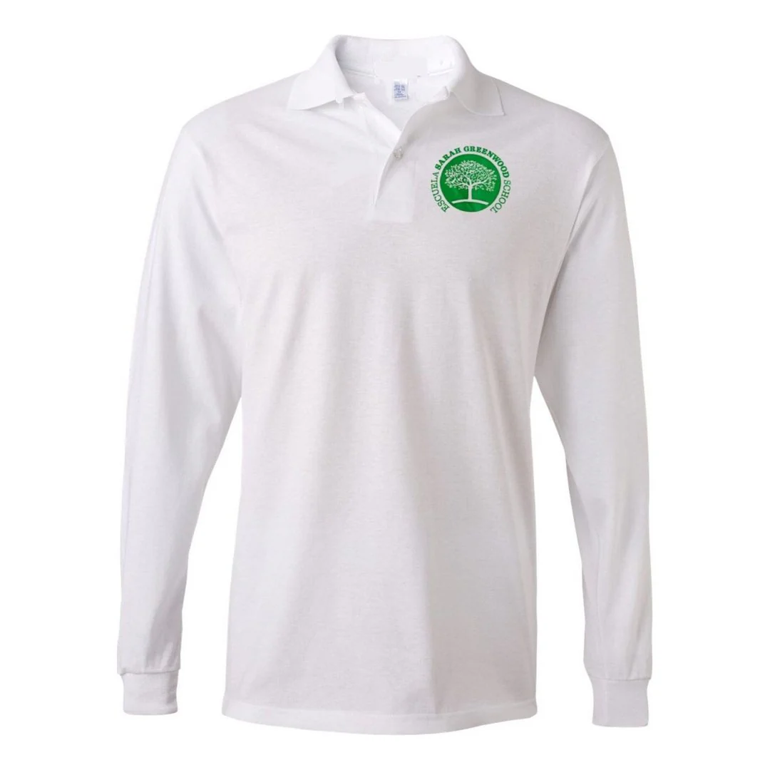 Sara Greenwood White Long Sleeve Polo - Adult