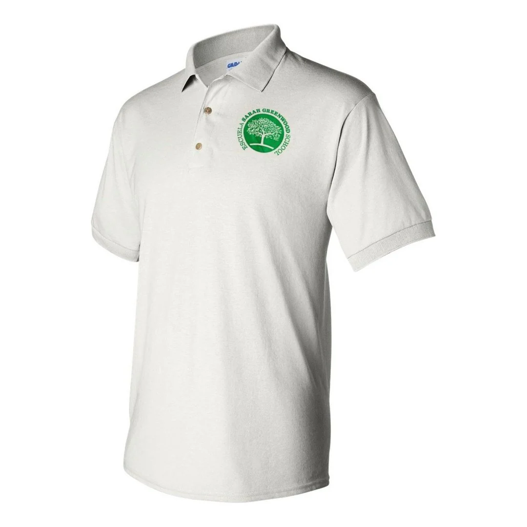 Sara Greenwood White Short Sleeve Polo -Adult