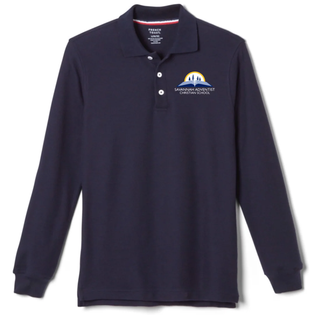Savannah Adventist Christian - Boy's Long Sleeve Pique Polo - Image 3